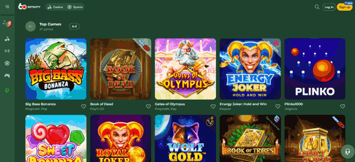 Spelaanbod van Android casino BetSixty