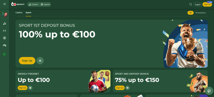 Bonussen bij Android casino BetSixty
