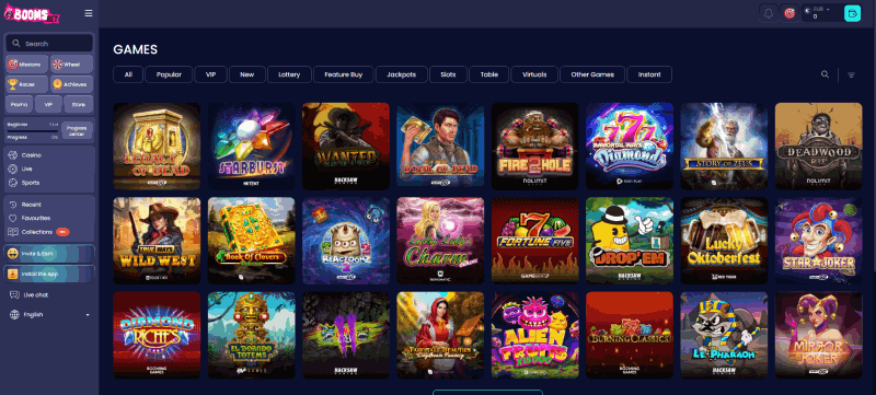 Spellen bij Booms.bet Online Casino