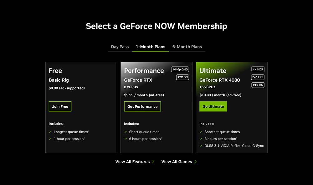 GeForce Now Tiers