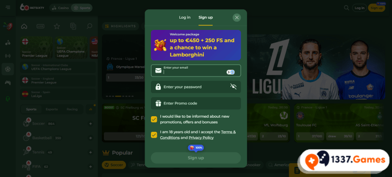 Registratie bij AstroPay casino BetSixty