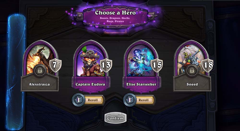 Hearthstone Battlegrounds reroll