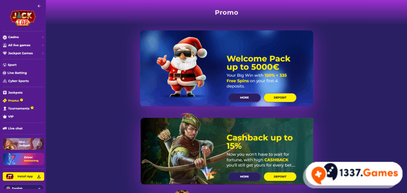 Bonussen bij Jakctop casino