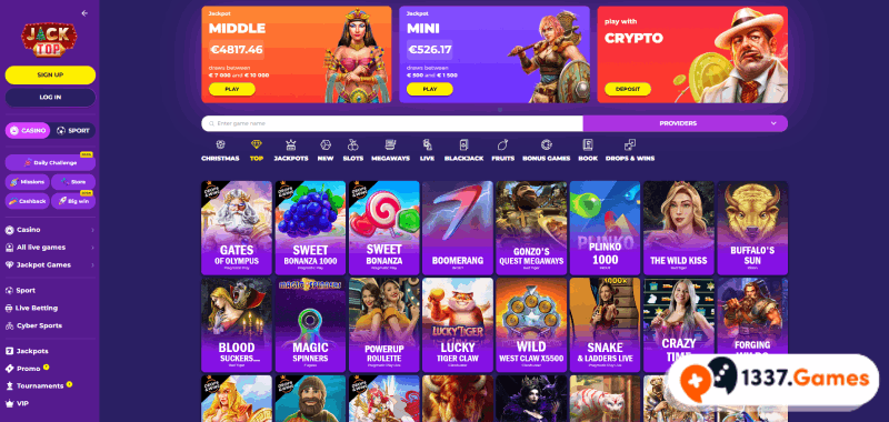 Casinospellen bij Jacktop