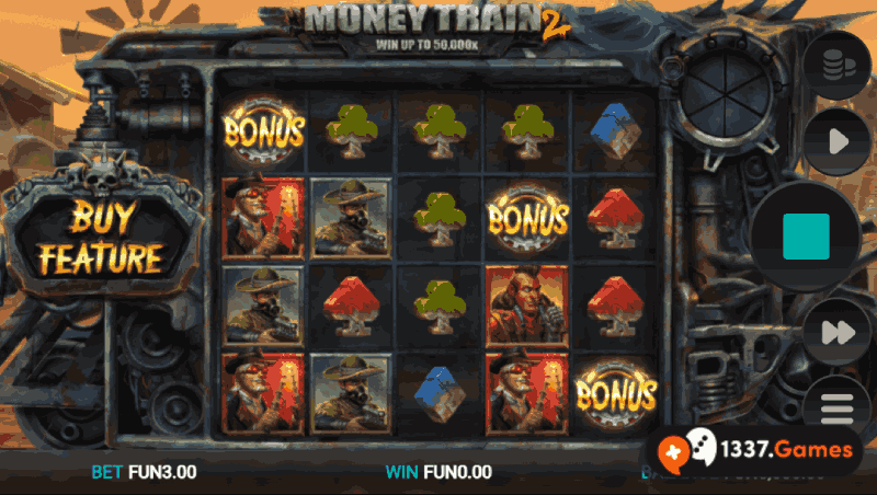 Money Train 2 speel je met Bonus Buy in casino.