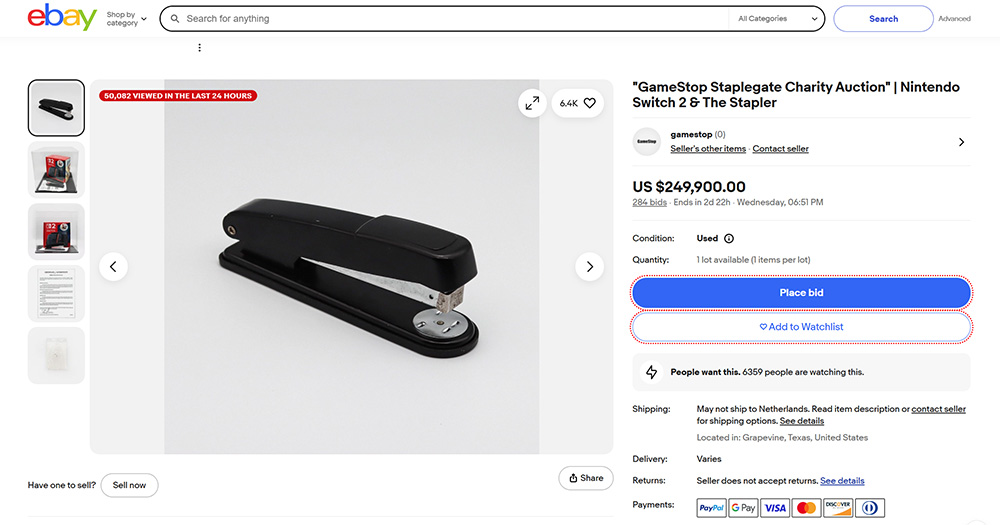 Gamestop nietmachine ebay