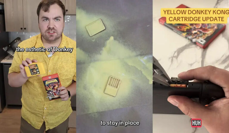 Man gaat viraal door zijn Donkey Kong Bananza-cartridge felgeel te verven, maar sloopt per ongeluk zijn Switch 2-console