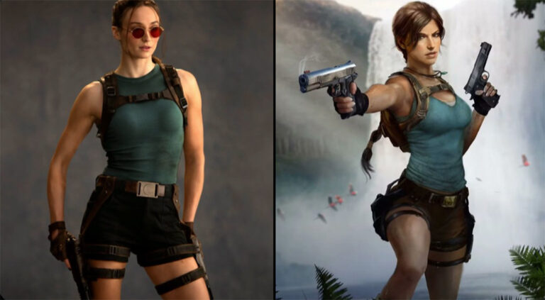 Actrice Sophie Turner voor het eerst te zien als Lara Croft